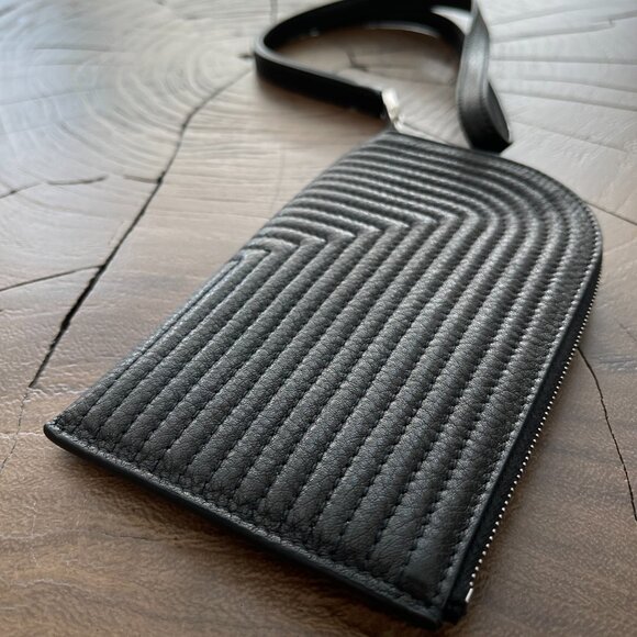 Rick Owens - Black Embroidered Quilted Neck Card Wallet SS21 Phlegethon - Picture 3 of 13